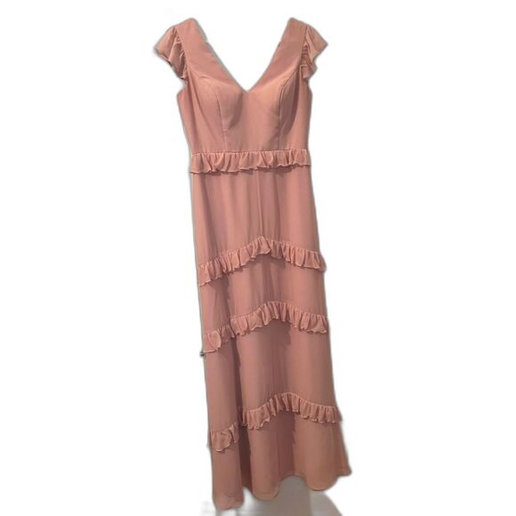 Revelry Blushing Bride Chiffon Amelia Dress Size 4 Fit and Flare - Picture 4 of 8